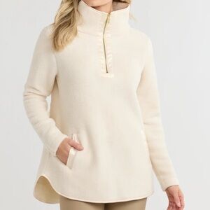 DUDLEY STEPHENS Laurel Sherpa Fleece Half-Zip Pullover Sweater in Cream